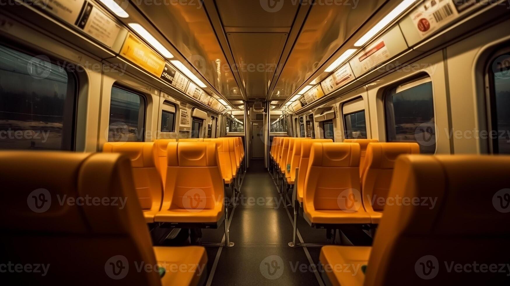 AI generated Empty train interior view photo
