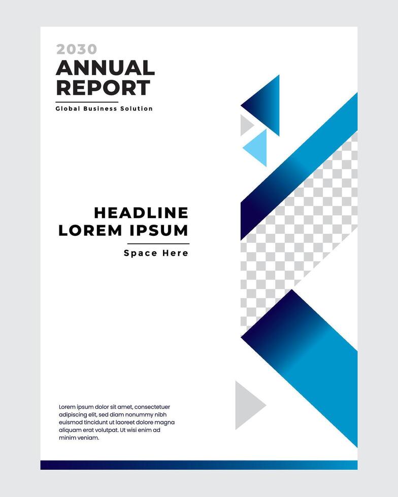 annual report template with blue geometric shapes vector