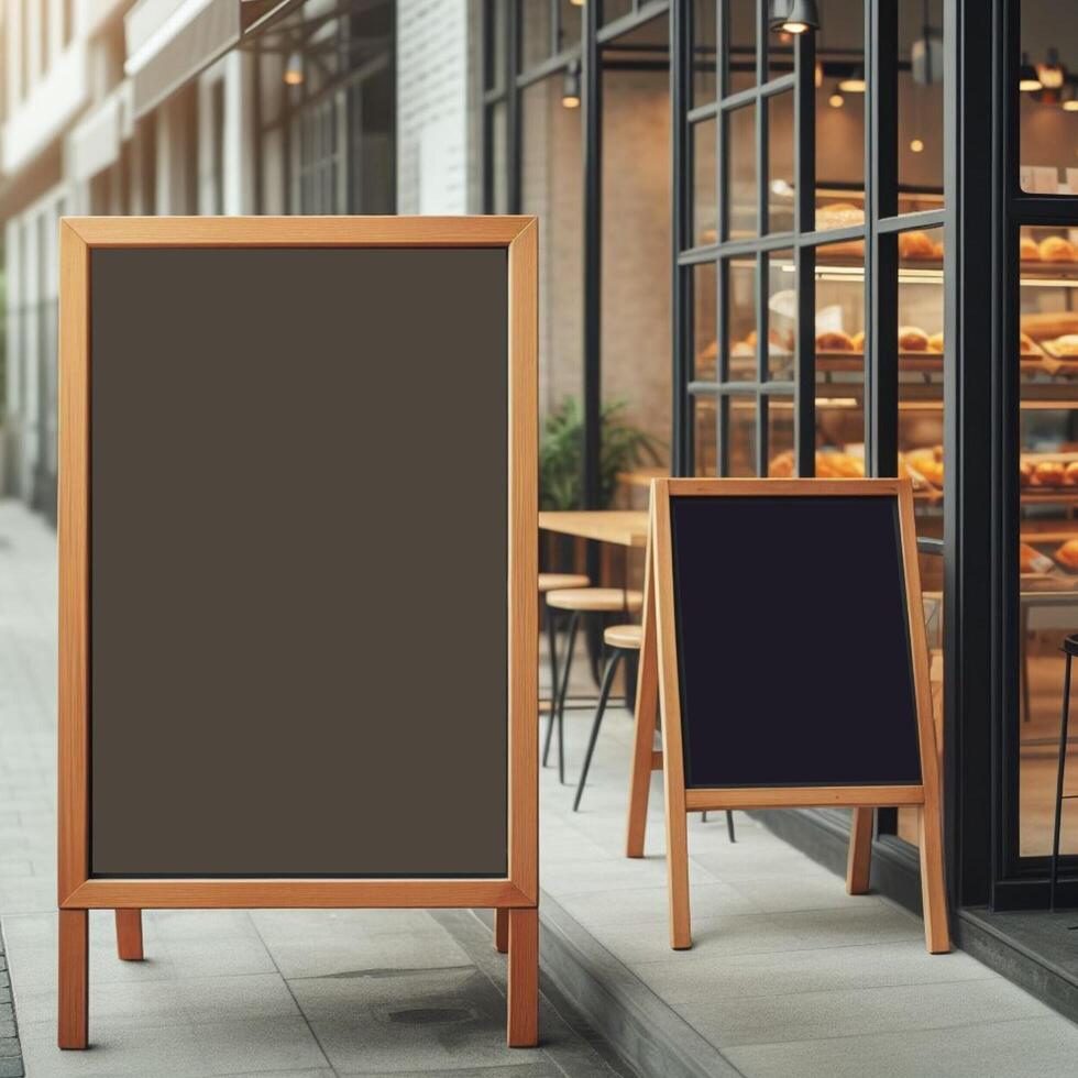 AI generated Blank sign outdoor bakery shop photo