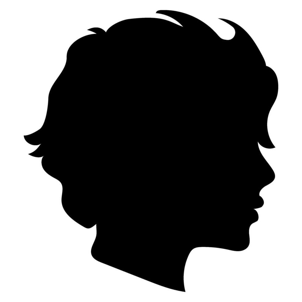 profile silhouette of a man's face with a short wavy haircut vector