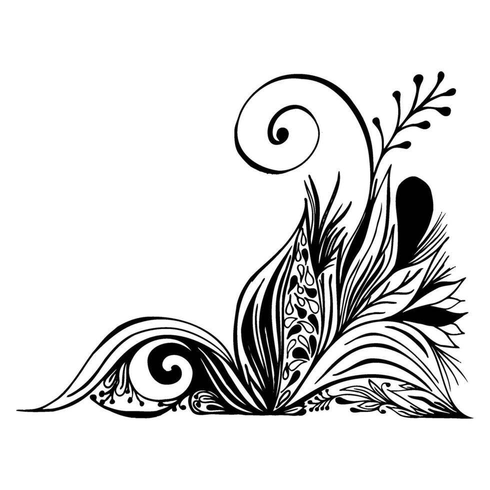 abstract vector corner doodle flower for decoration