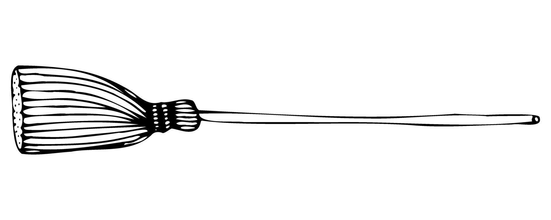 limpieza clásico Escoba en garabatear estilo con negro silueta vector