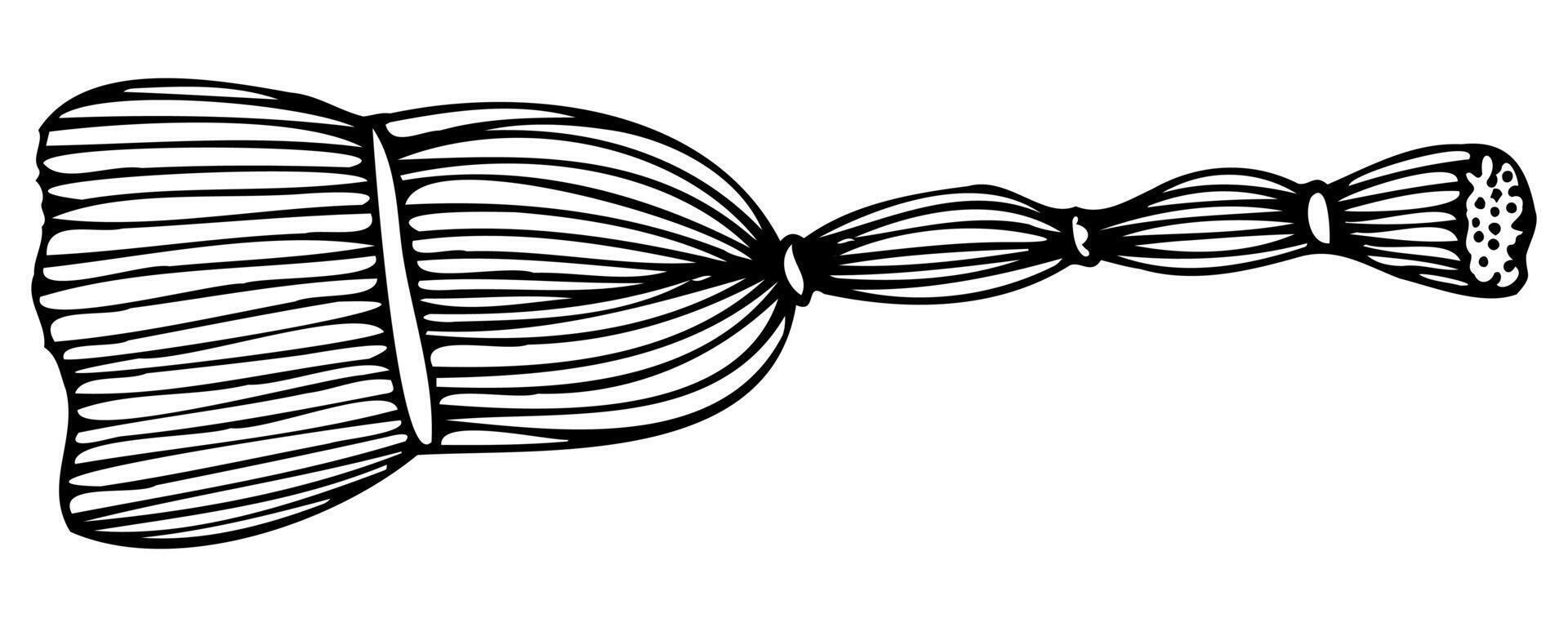 Cleaning broom in doodle style with black silhouette vector