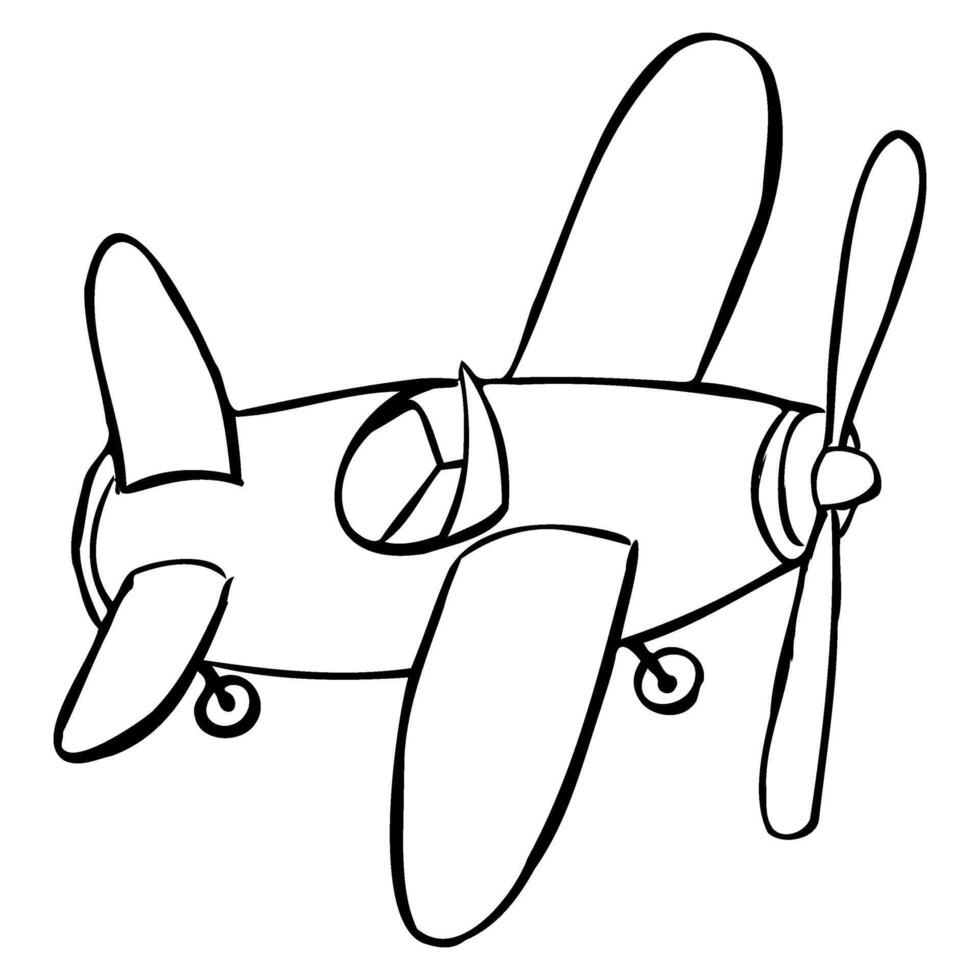 doodle sketch of a simple retro airplane vector