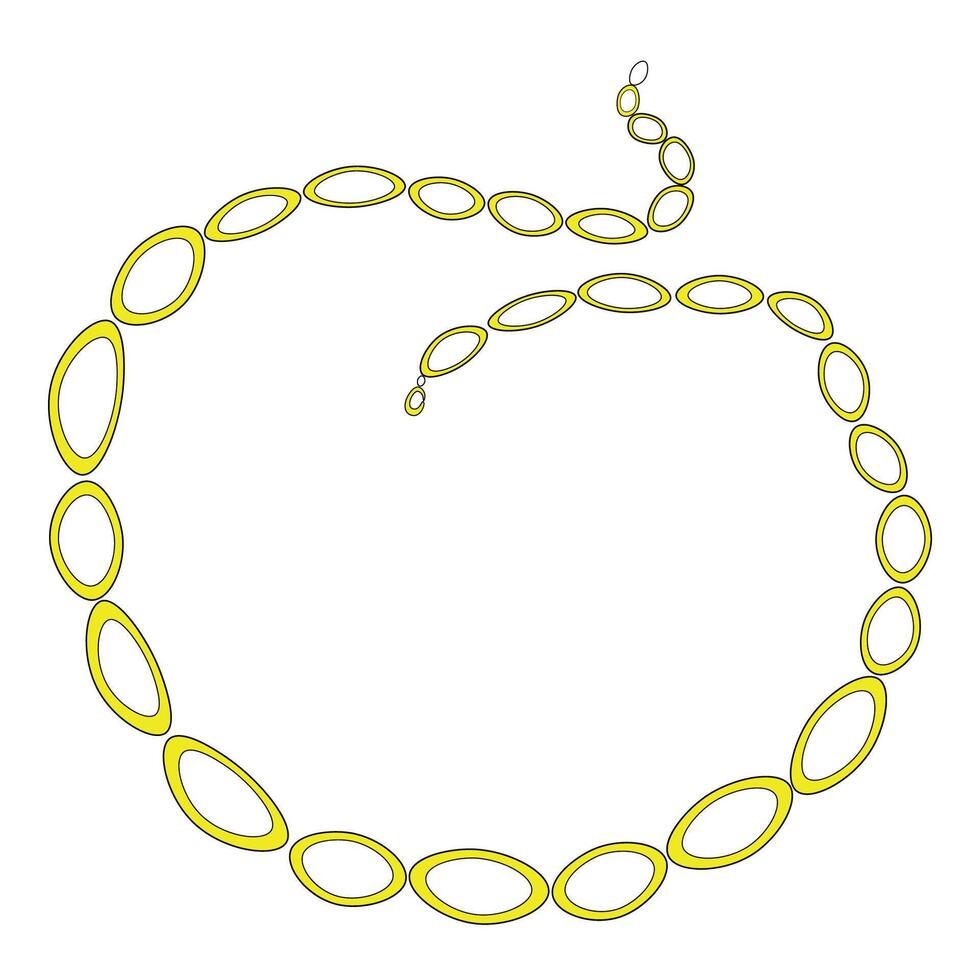 Yellow color chain necklace, isolate on white, flat vector, girly things, frame vector