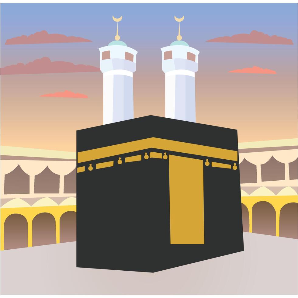 Hajj Mabrour islamic banner template design with Kaaba illustration. vector