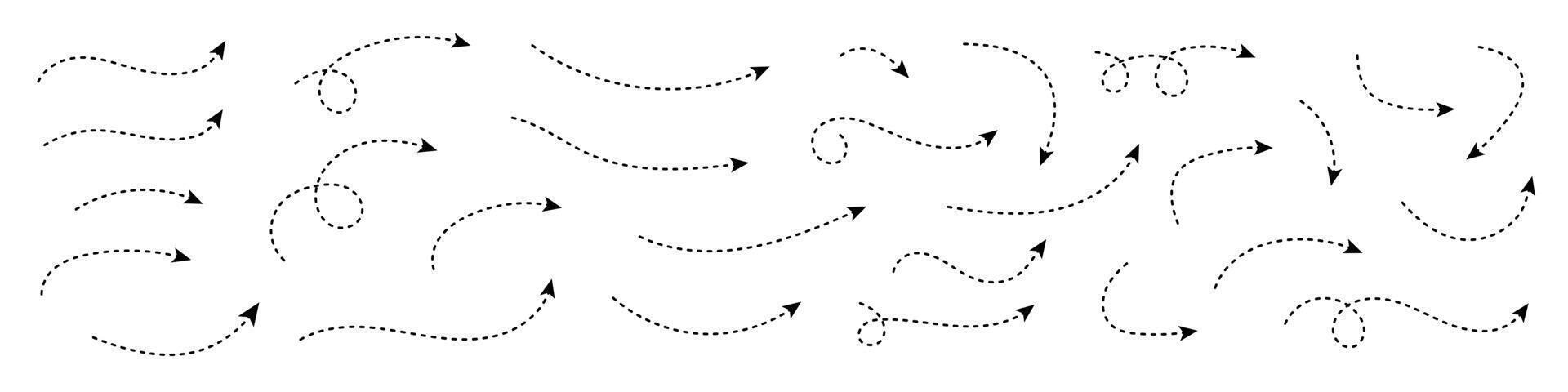 curvo punteado flecha. zigzag flecha rayas diseño con punteado líneas. vector