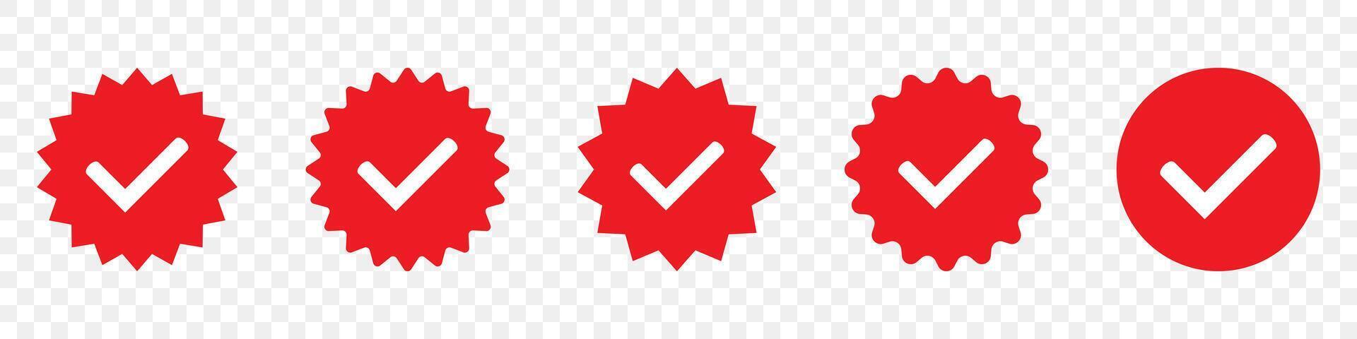 Verification red starburst sticker set vector