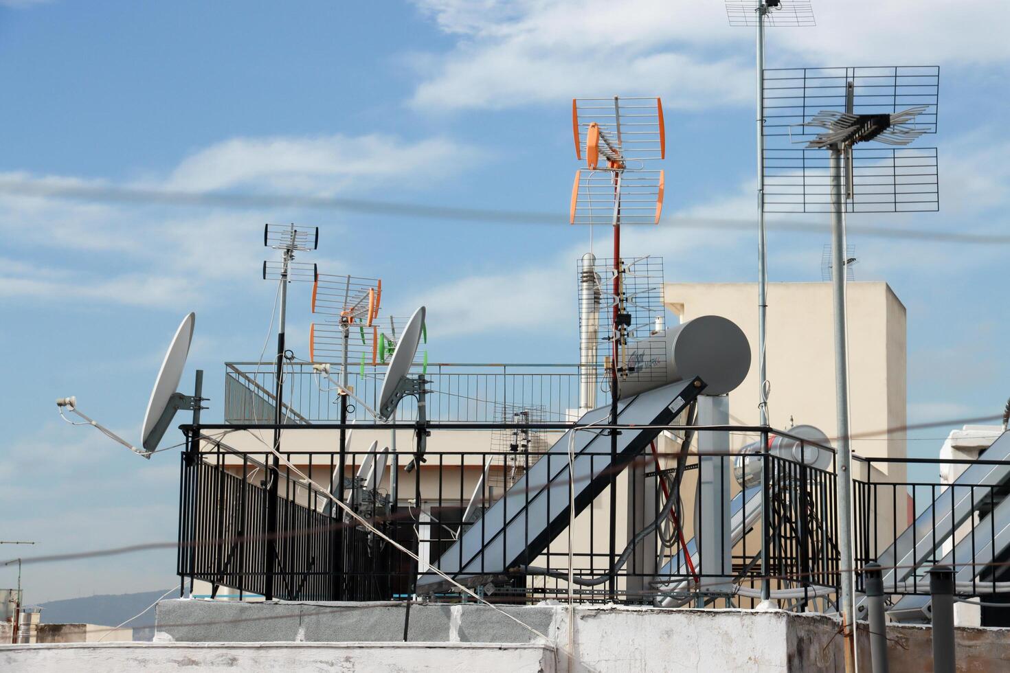 Athens, Greece, December 14 2023 Typical Solar Panels used on Apartment Building in Athens photo