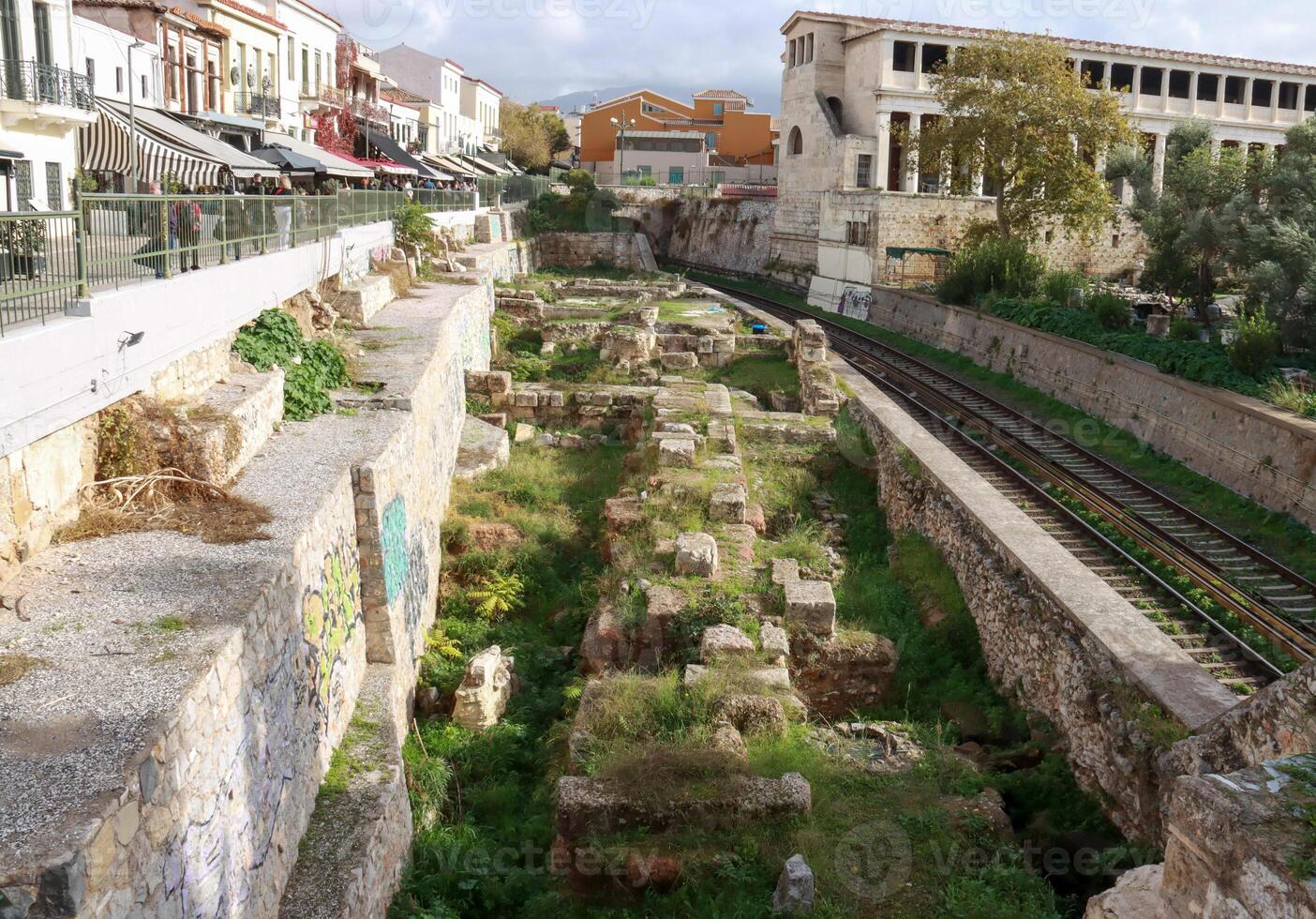 Train Tracks that run beside the Ancient Agora in Athens, Greece photo
