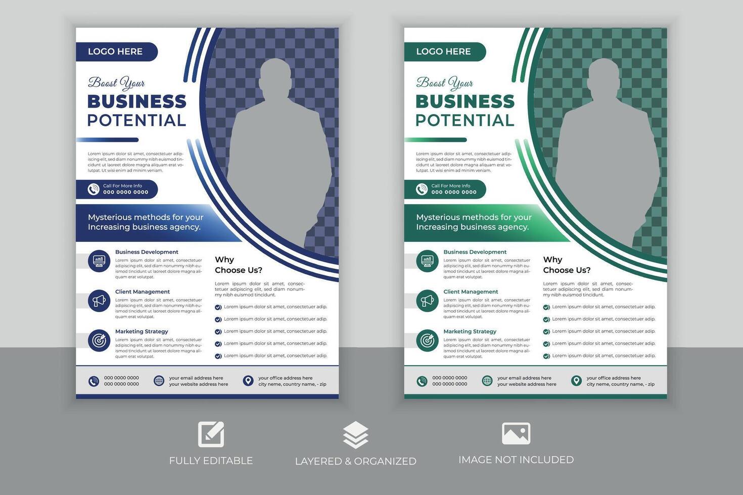 Creative corporate business flyer template, Geometric shape used for business poster layout, colorful flyer editable bundle, marketing print material broacher design template. vector