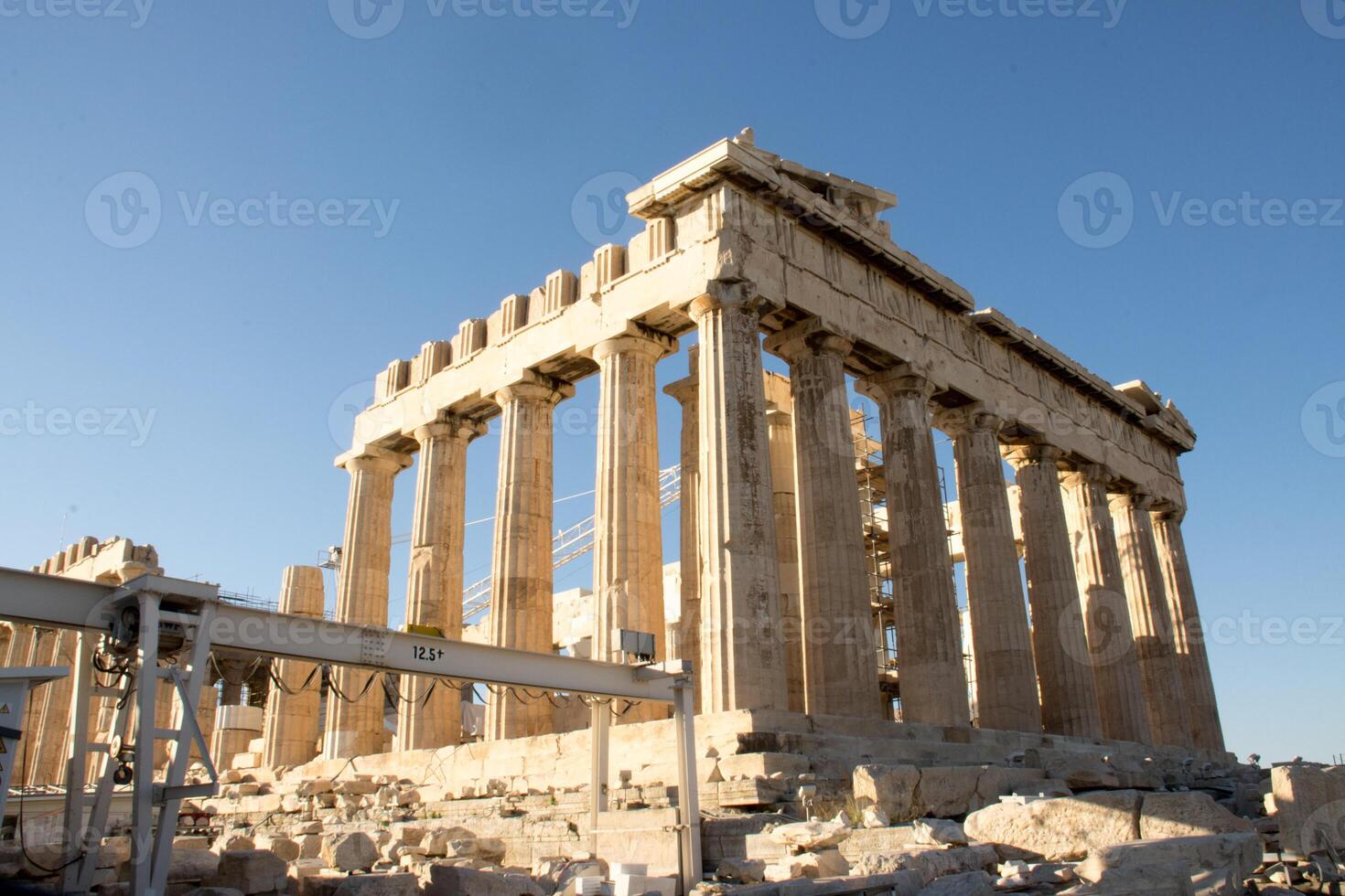 Construction being done on the Parthenon the main Temple on top of the Acropolis in Athens, Greece photo