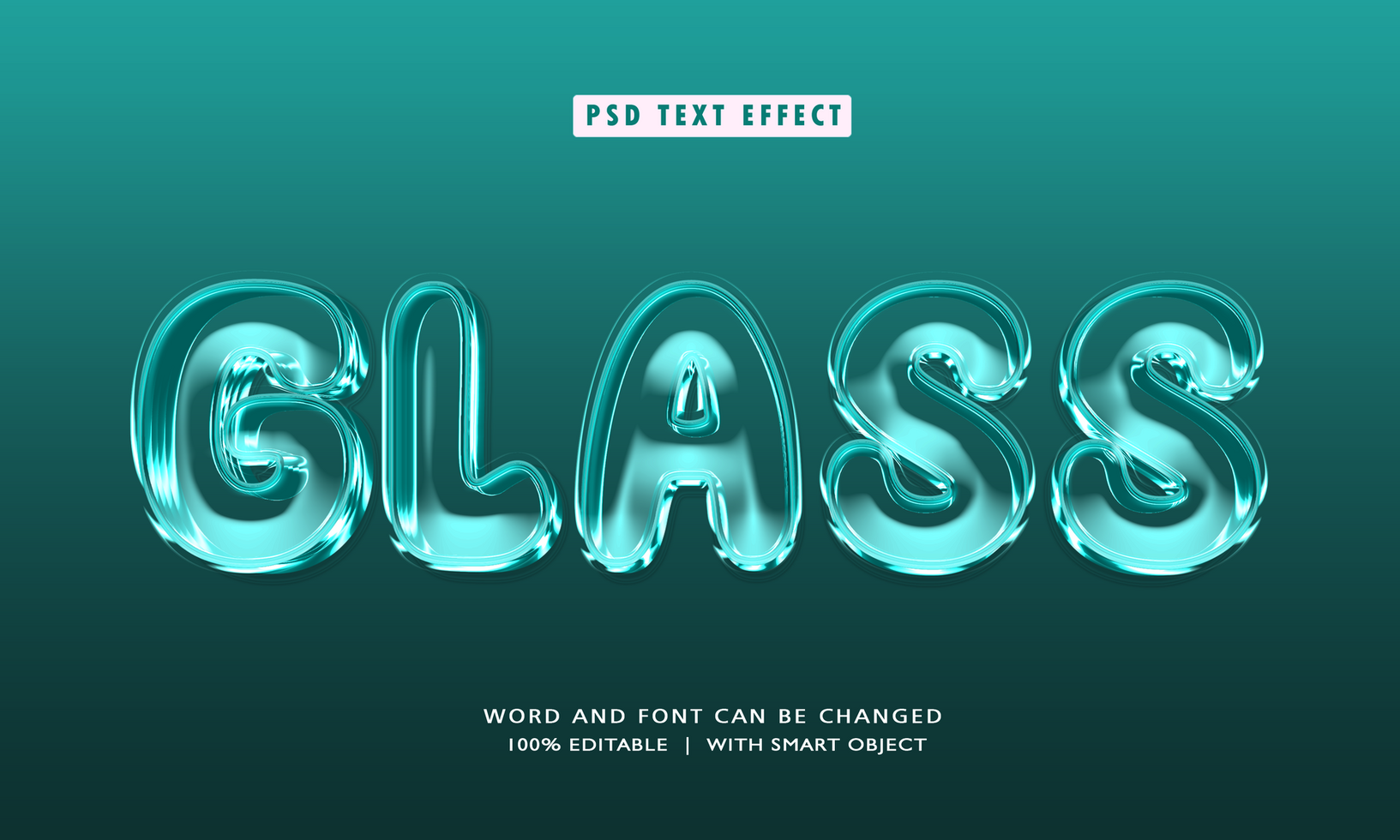 Glass 3D Editable Text Effects psd
