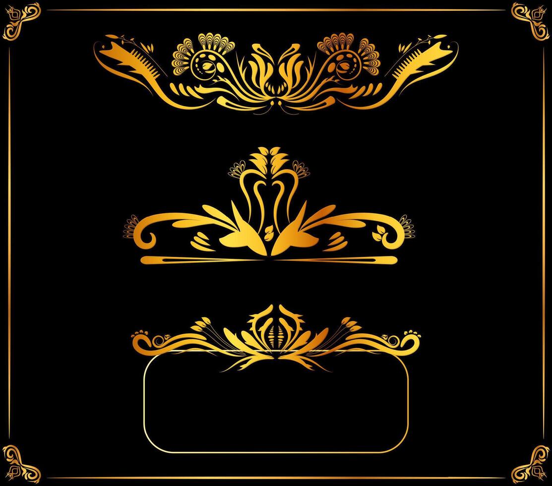 Set of art corner frames with various designs vector