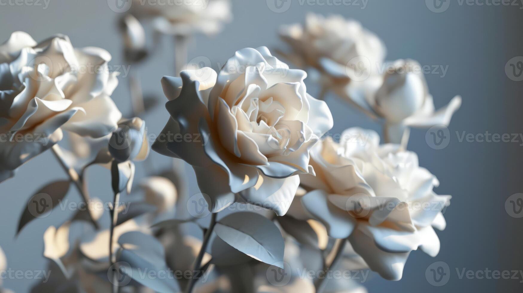 AI generated 3d flower buds resembling white roses photo