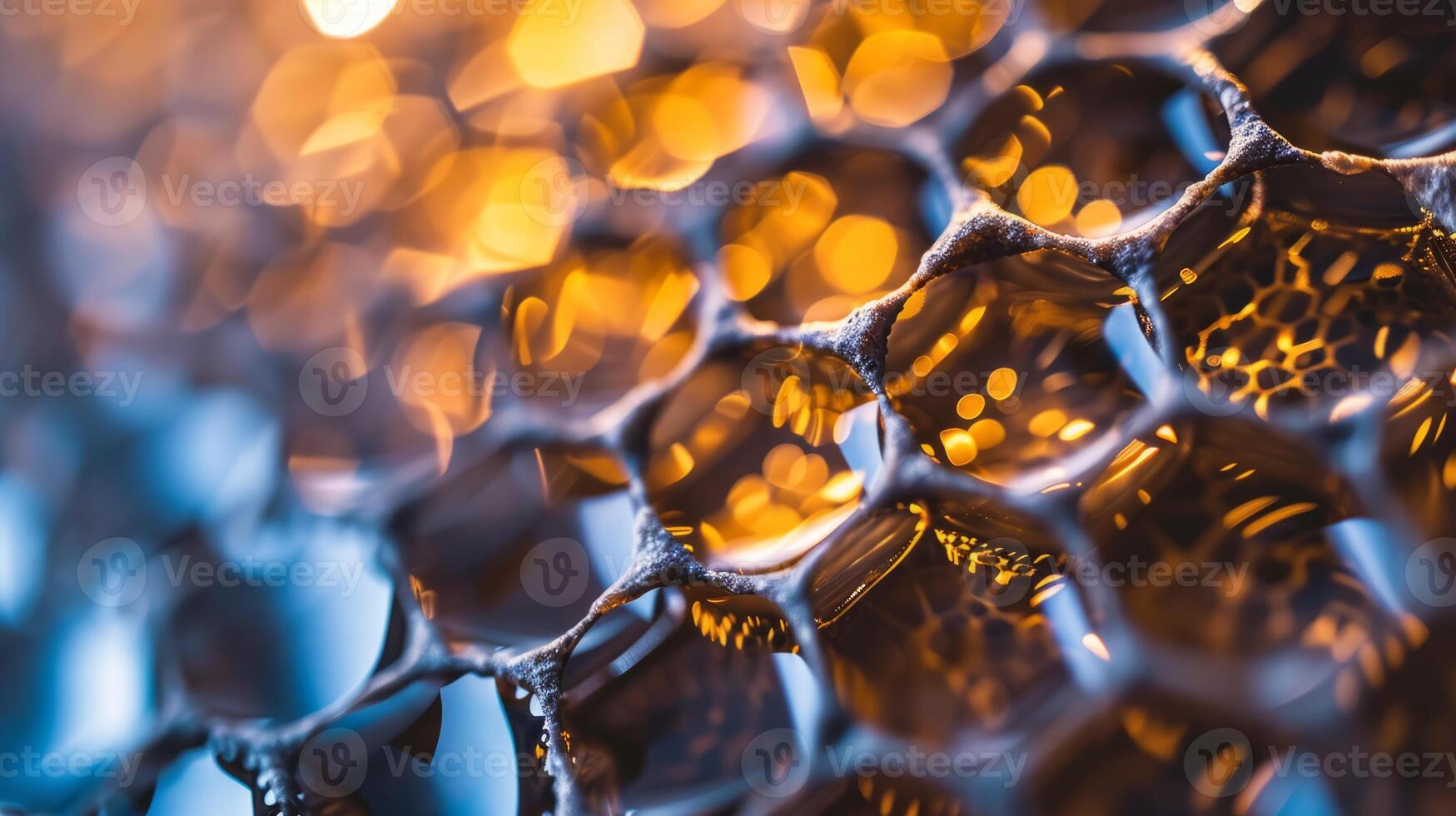 AI generated A close up of a honeycomb pattern made up of hexagons and other hexagons photo