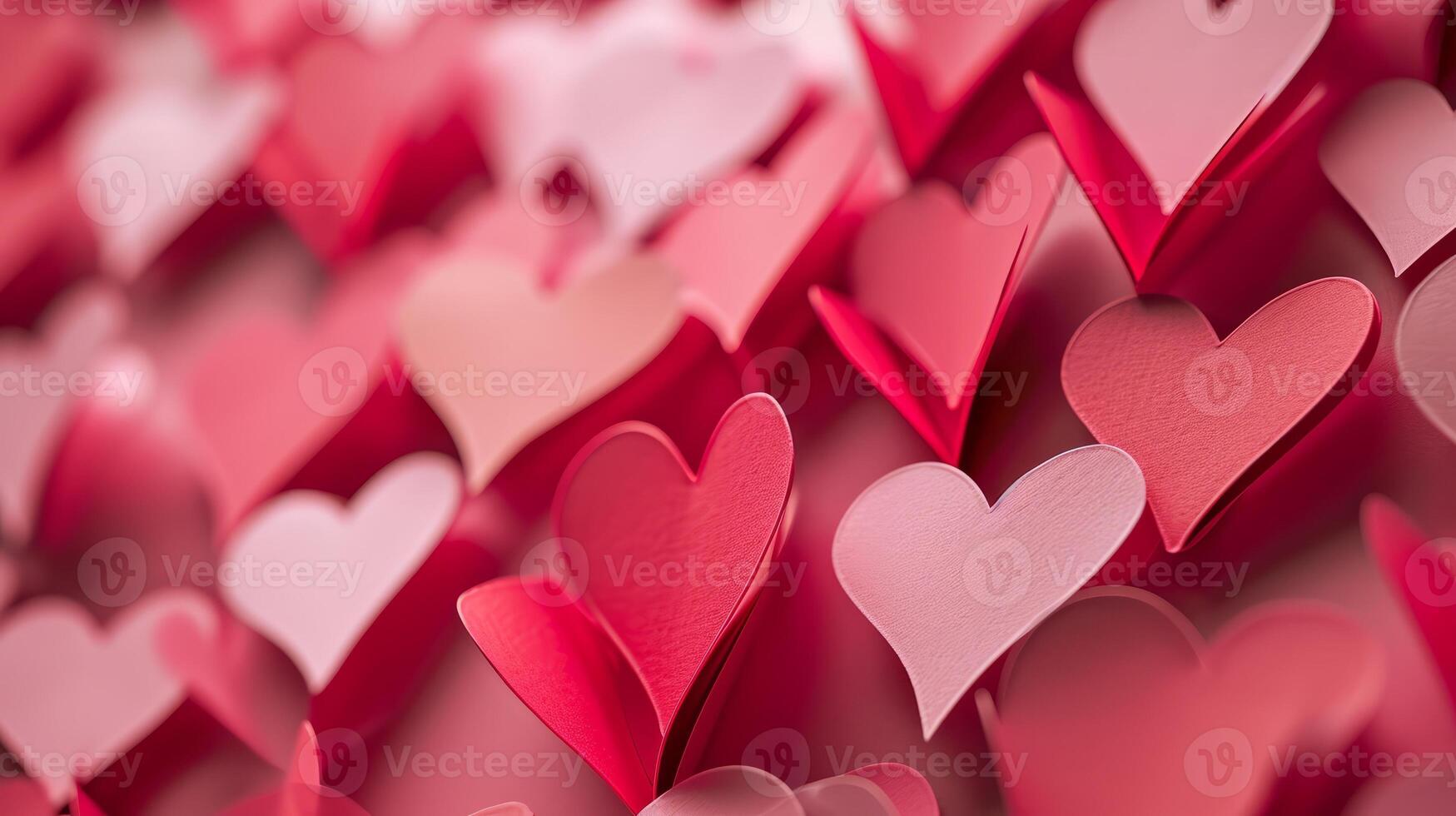 AI generated Paper hearts valentine's day - 3D romantic card background love, valentine, wedding photo