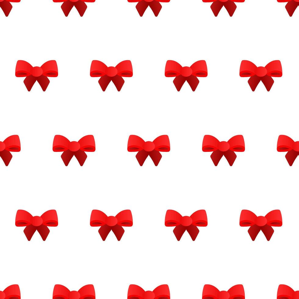 Seamless pattern of red bows on a white background. Minimalistic pattern. Volumetric bow. Gift bow. Girl hairpin bow vector