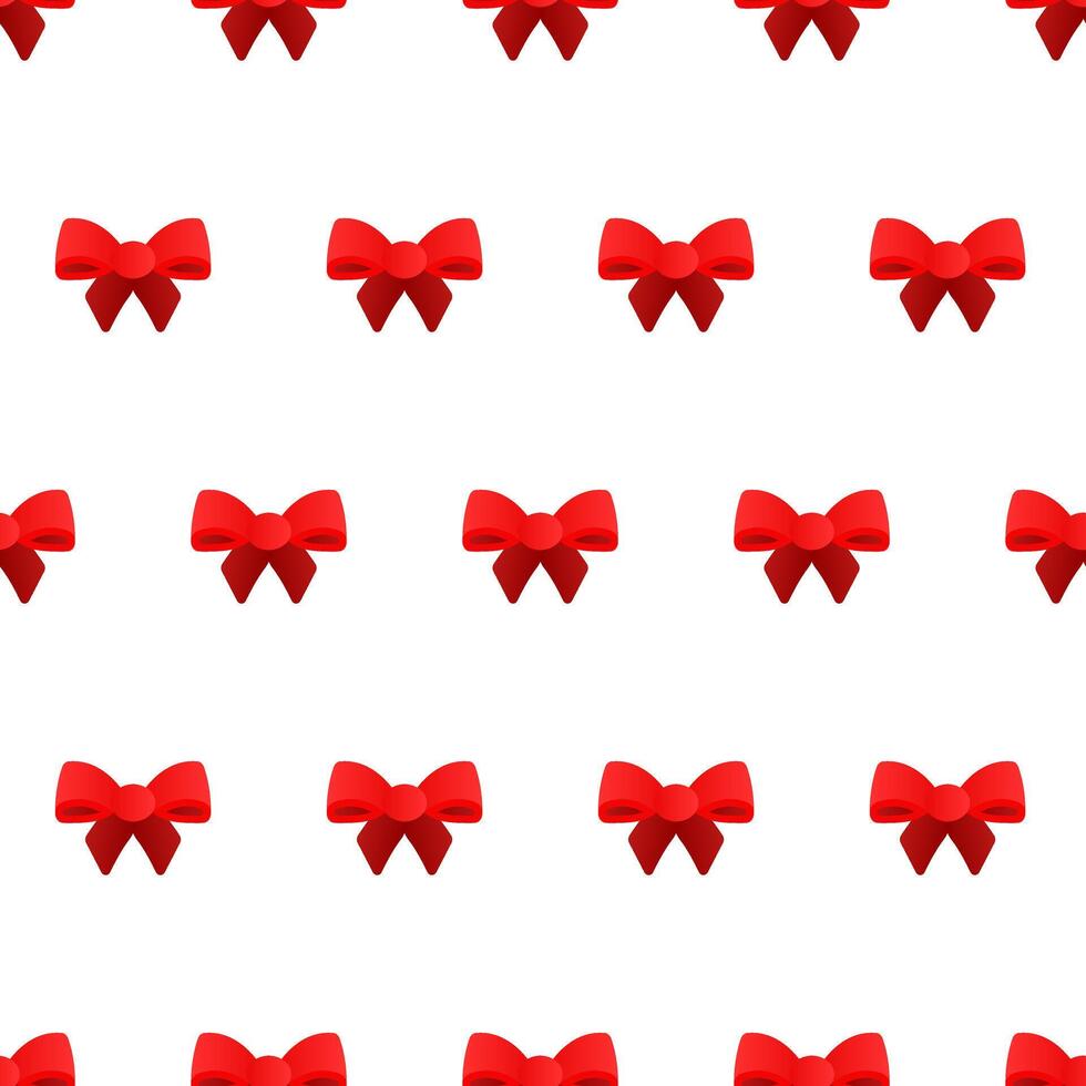 Seamless pattern of red bows on a white background. Minimalistic pattern. Volumetric bow. Gift bow. Girl hairpin bow vector