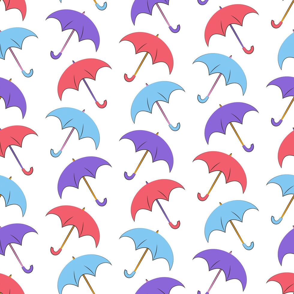 modelo de rojo, azul y púrpura que cae paraguas sin costura otoño estático modelo. vector