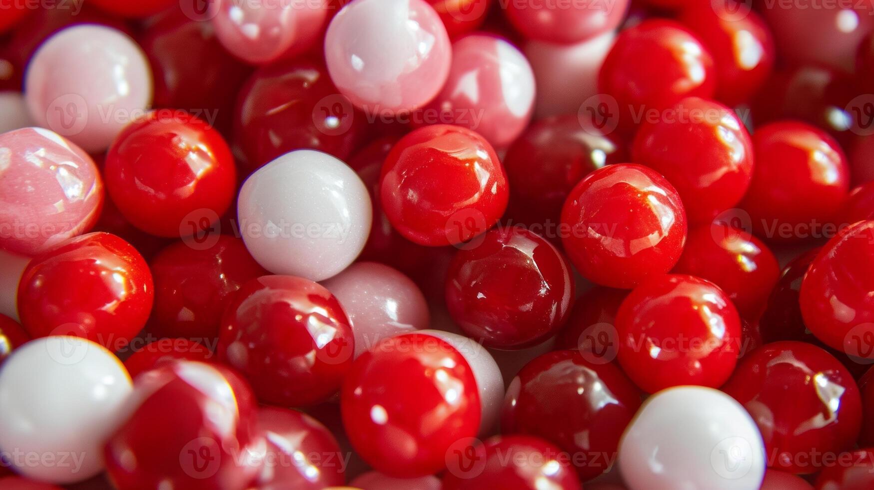 AI generated Bright childhood sweet red colorful candy delicious bonbon dessert background sugar closeup photo