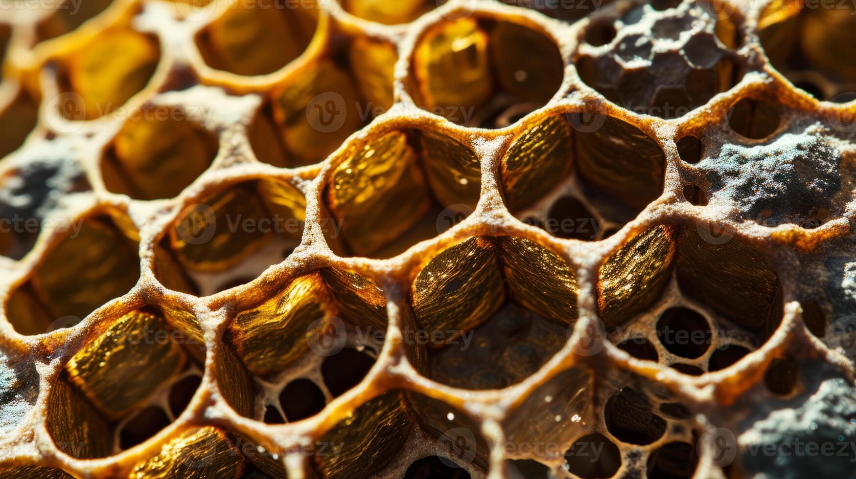 AI generated A close up of a honeycomb pattern made up of hexagons and other hexagons photo