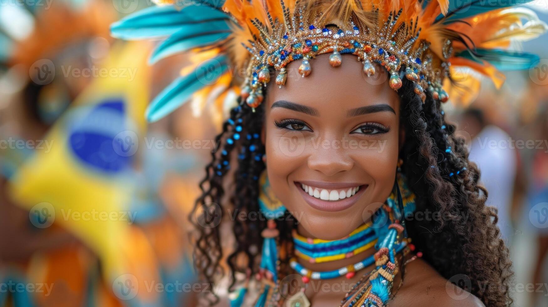 AI generated Samba brazilian woman at Sambodromo Carnival Parade. photo