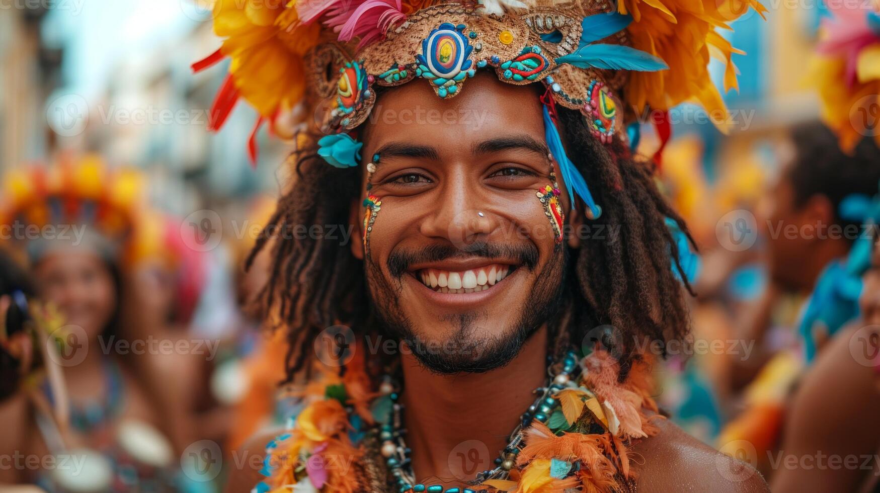 AI generated Samba School perform at Marques de Sapucai known as Sambodromo, for the Carnival Samba Parade champions. photo