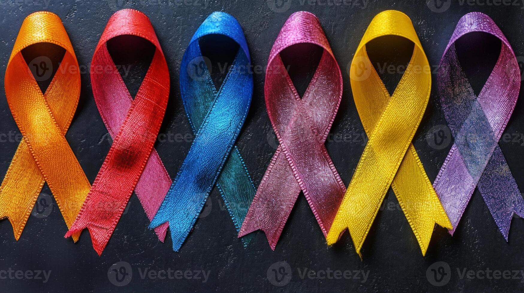 AI generated World cancer day. Colorful awareness ribbons for supporting people living and illness. Healthcare and medical concept photo