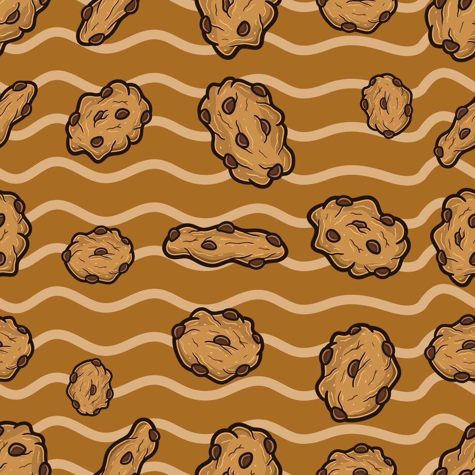 galletas sin costura modelo en dibujos animados estilo. Perfecto para fondo, fondo, fondo de pantalla y cubrir embalaje. vector