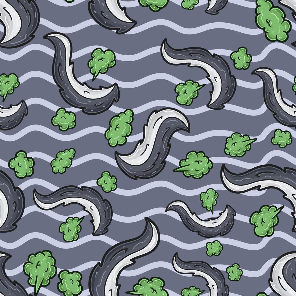 Skunk Tail Seamless Pattern in Cartoon Style. Perfect For Background, Backdrop, Wallpaper and Cover Packaging. vector