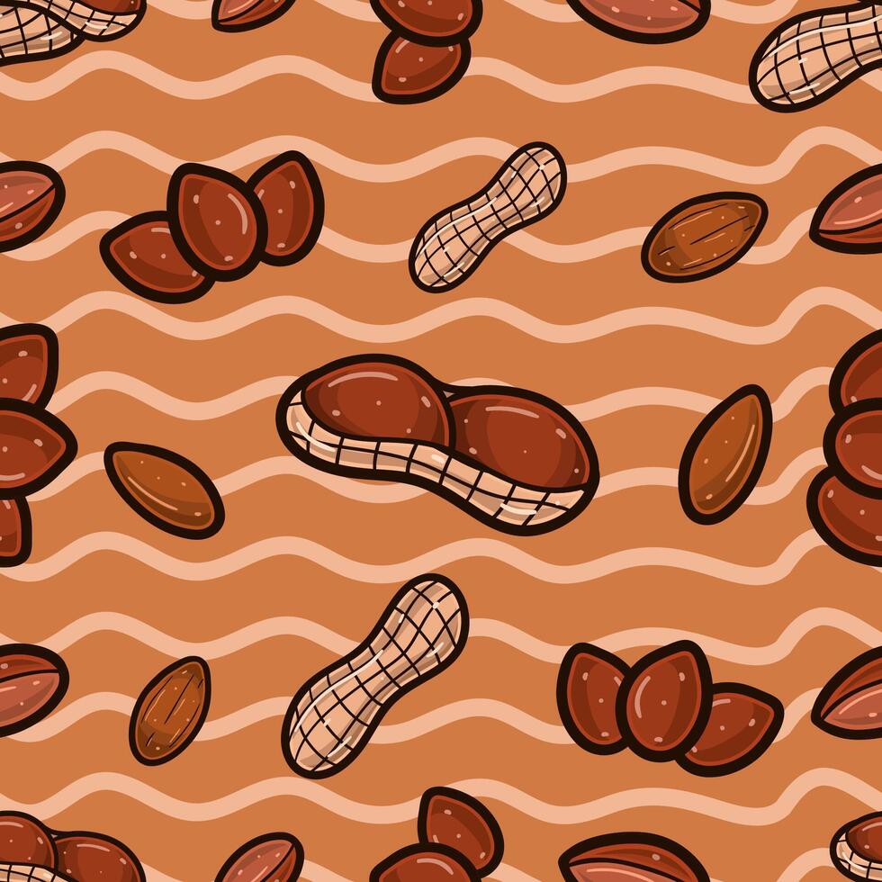 Nutty Seamless Pattern in Cartoon Style. Perfect For Background, Backdrop, Wallpaper and Cover Packaging. vector