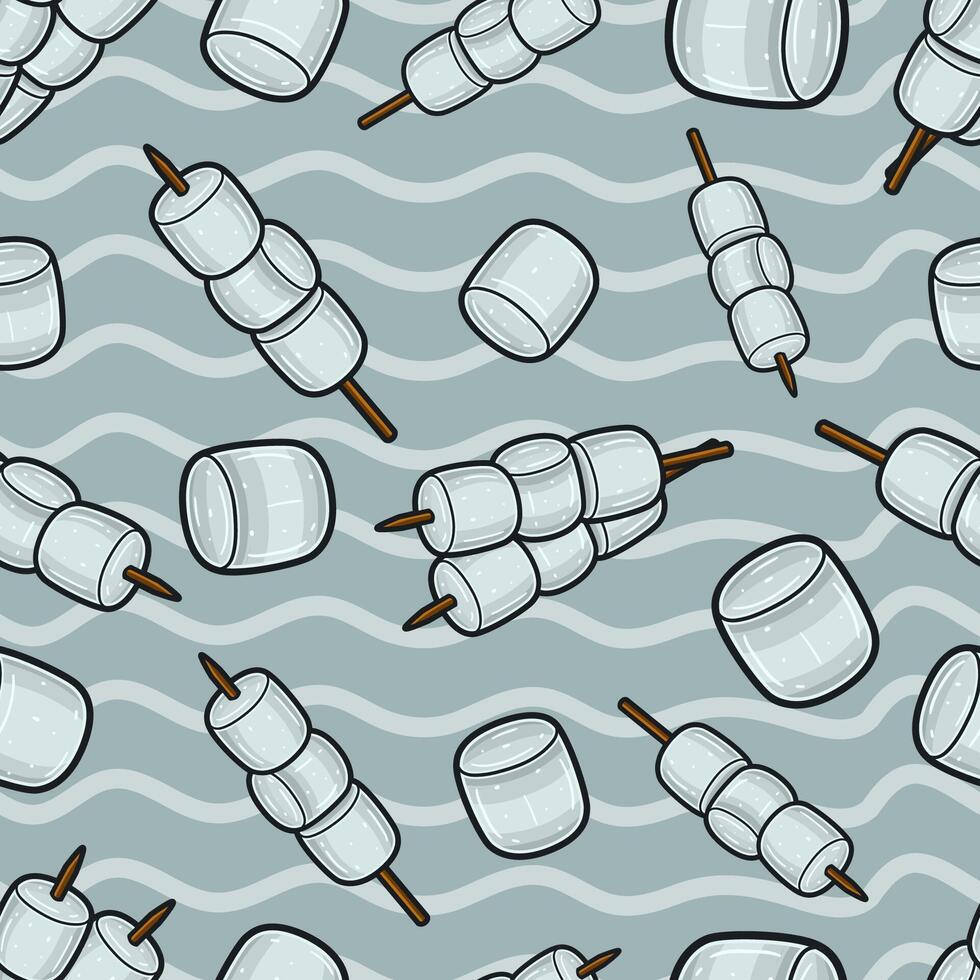 Marshmallow Seamless Pattern in Cartoon Style. Perfect For Background, Backdrop, Wallpaper and Cover Packaging. vector