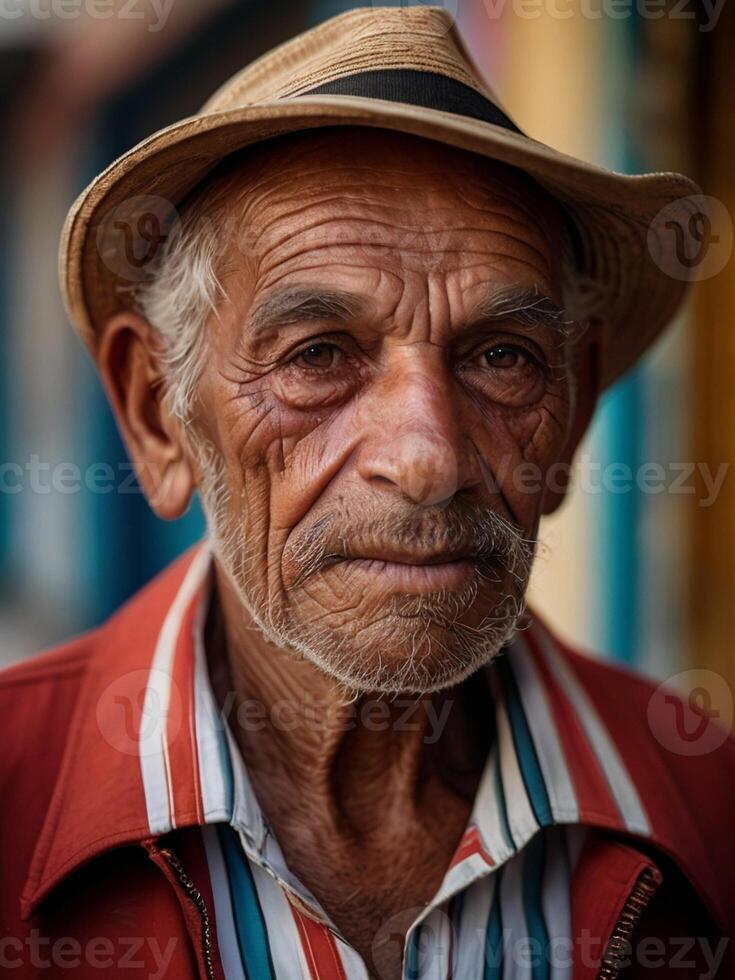 AI generated Portrait of an old Latin American man photo
