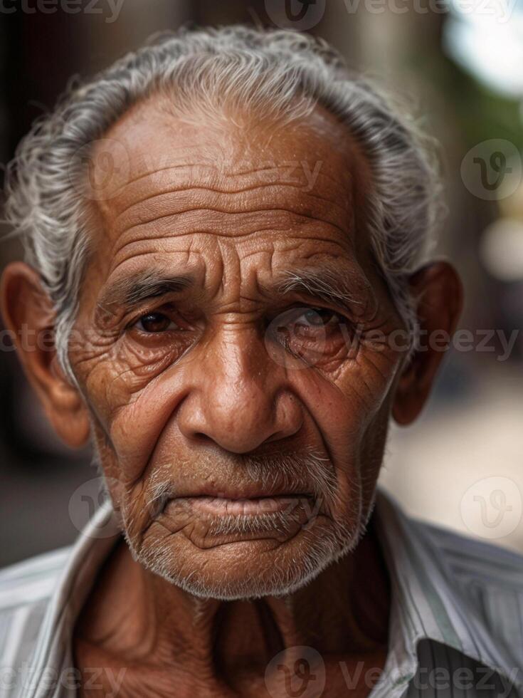 AI generated Portrait of an old Latin American man photo