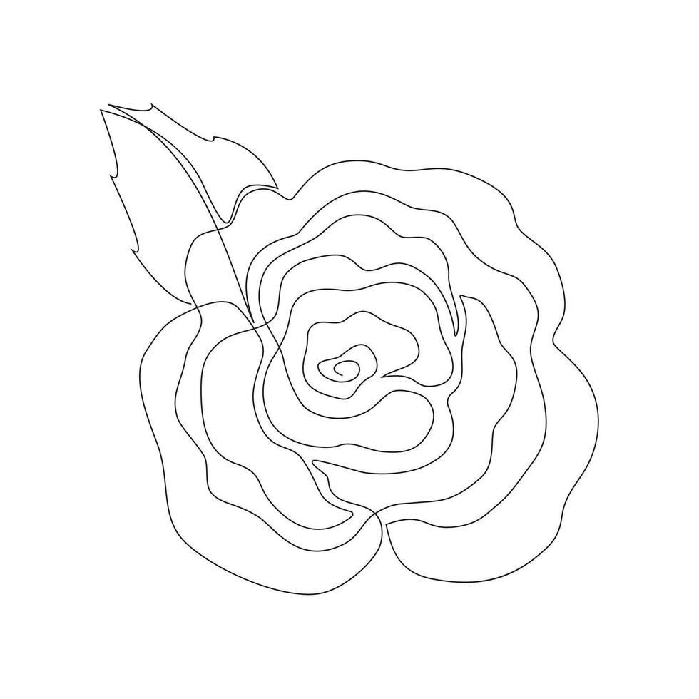 Floral silhouette art line. Flowers in continuous line drawing style. Border with rose. Minimalist black linear sketch. Contour graphics for design. vector