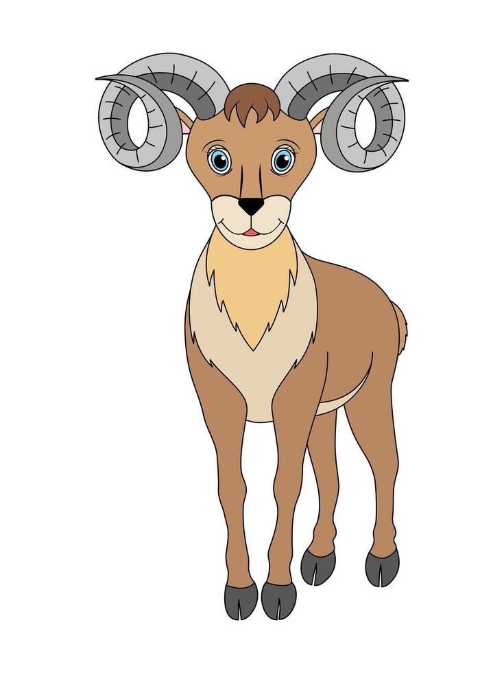 Cute goat urial. Vector illustration.