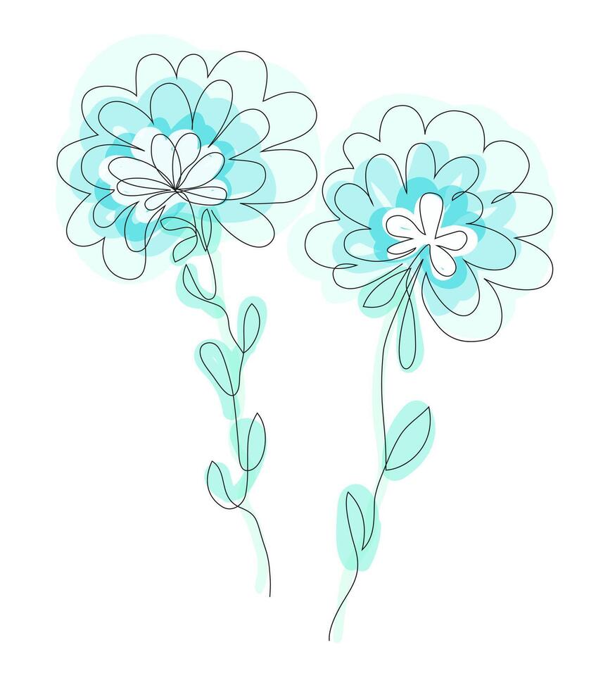 Silhouette element of line art collection background of flower. vector