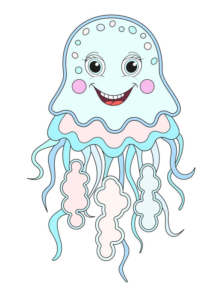 dibujos animados Medusa, vector ilustración. linda Oceano animal. aislado en blanco antecedentes.