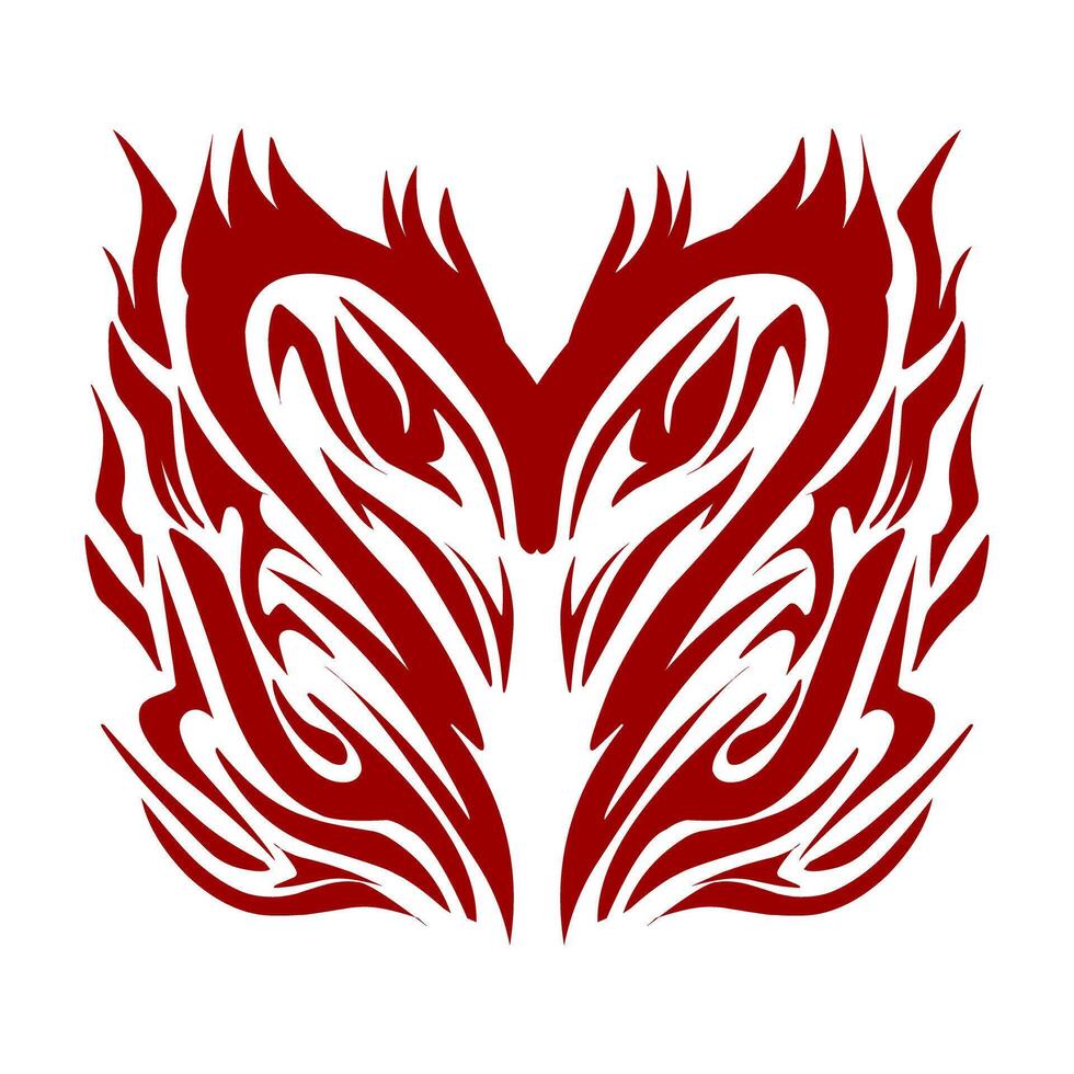 Red coloured tribal design in the shape of a love or heart. Perfect for valentine themed stickers, tattoos, social media elements, etc. vector