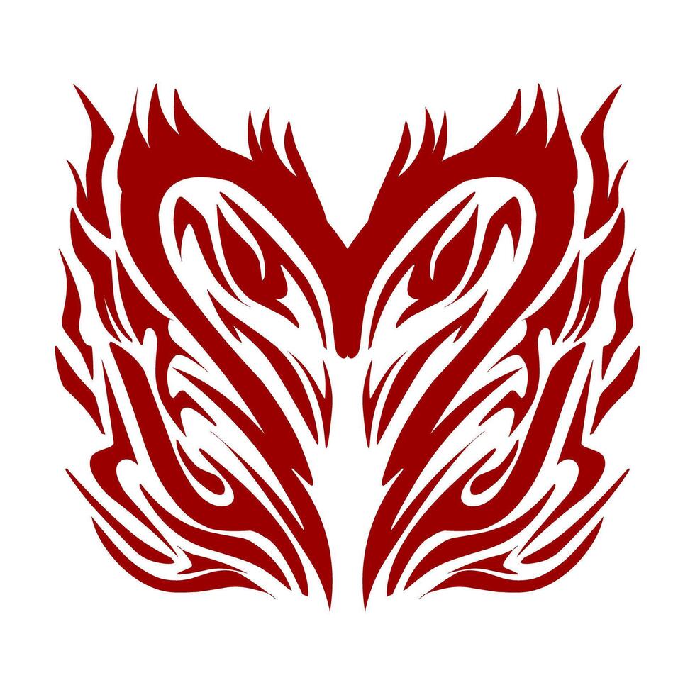 rojo de colores tribal diseño en el forma de un amor o corazón. Perfecto para enamorado temática pegatinas, tatuajes, social medios de comunicación elementos, etc. vector