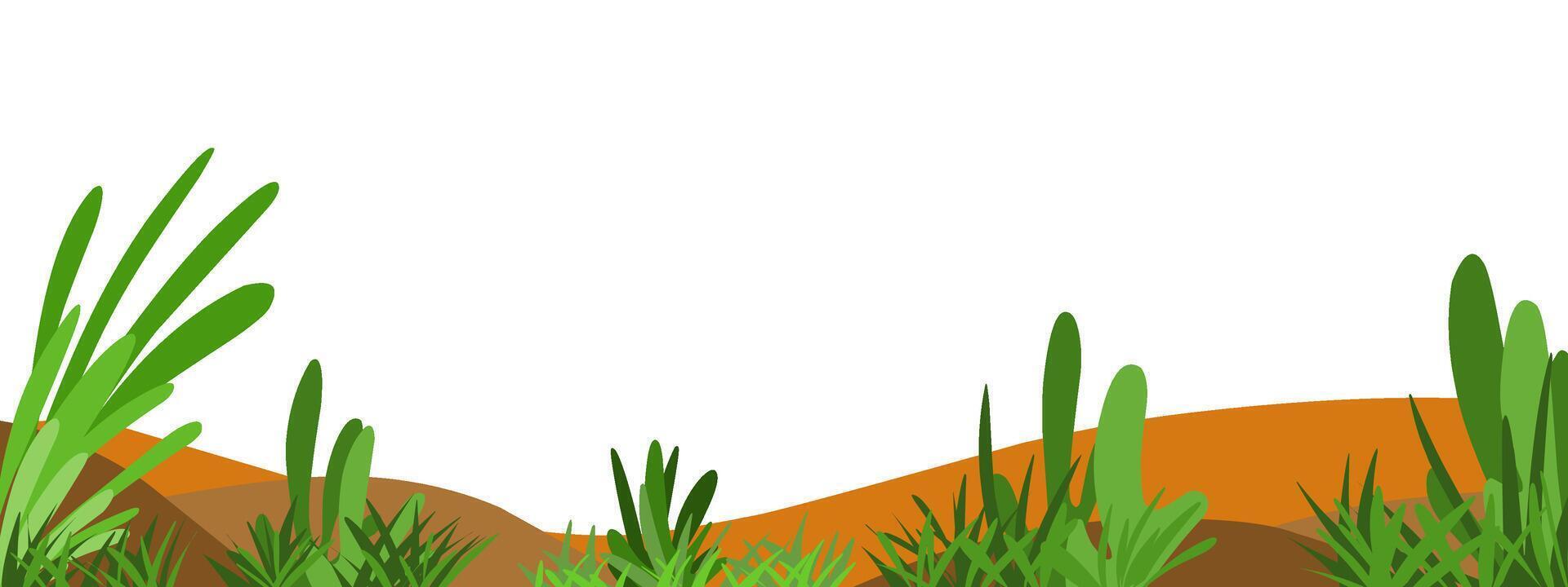 a cartoon illustration of plants and cactus vector