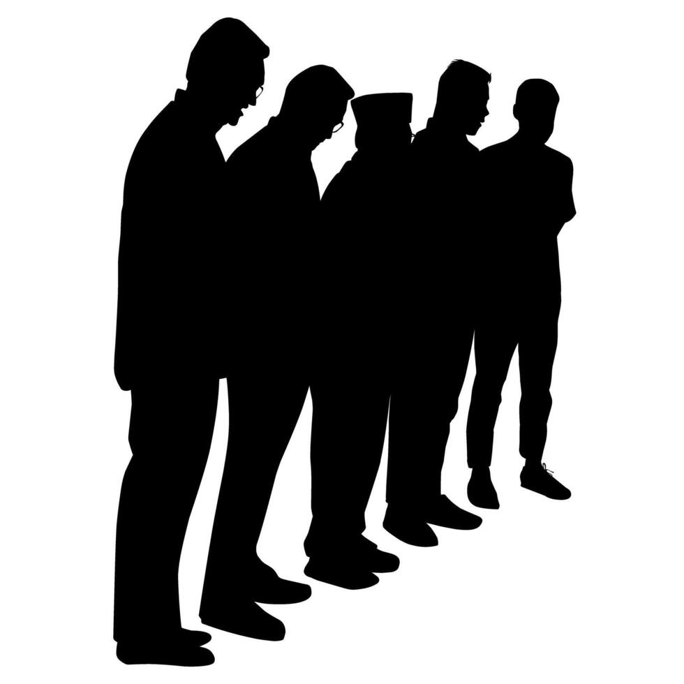 Silhouette of several men standing. Perfect for stickers, tattoos, logos, banner elements, banners, icons vector