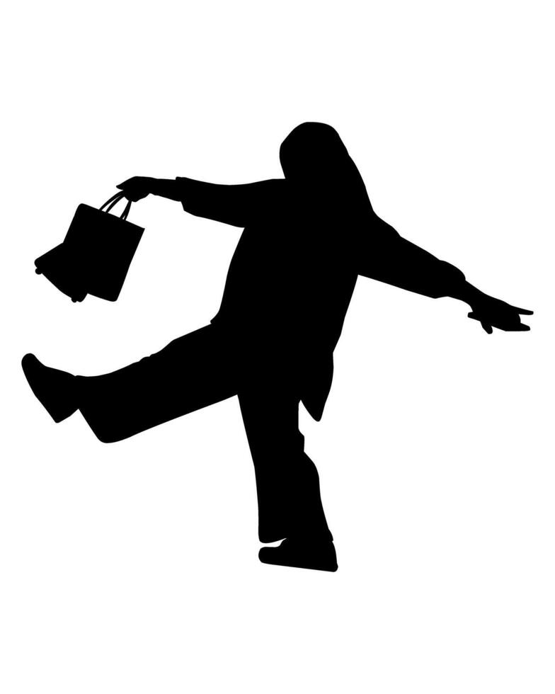 Silhouette of a woman shopping. Perfect for stickers, tattoos, icons, logos, banner elements, posters, magazines, newspapers vector