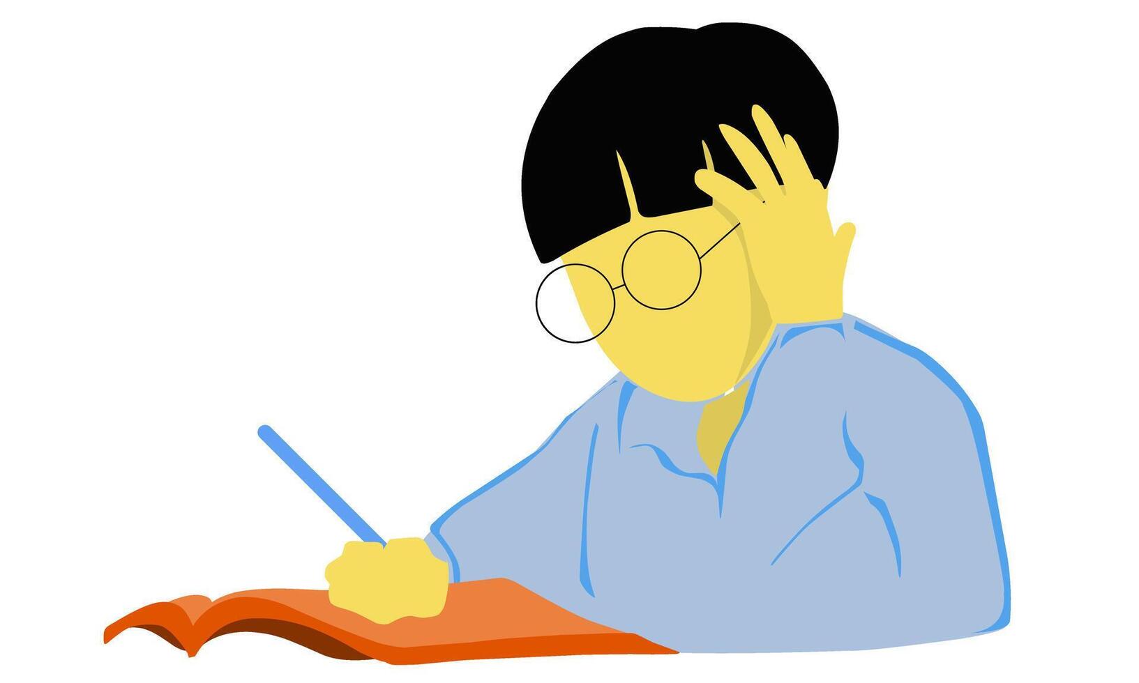 Illustration of a design flat of a boy studying. Perfect for poster elements, presentations, children's books, textbooks vector