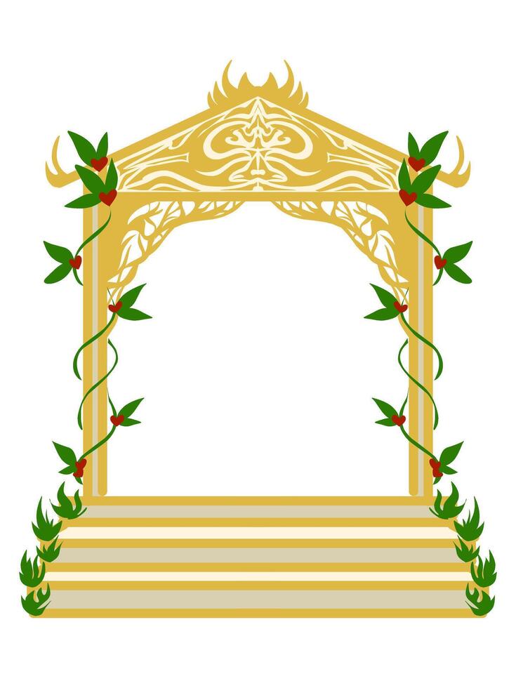 The classic door frame design full of carvings and plant twists is valentine-themed and luxurious. Perfect for photo frame, photo call, wallpaper, background, poster, banner vector