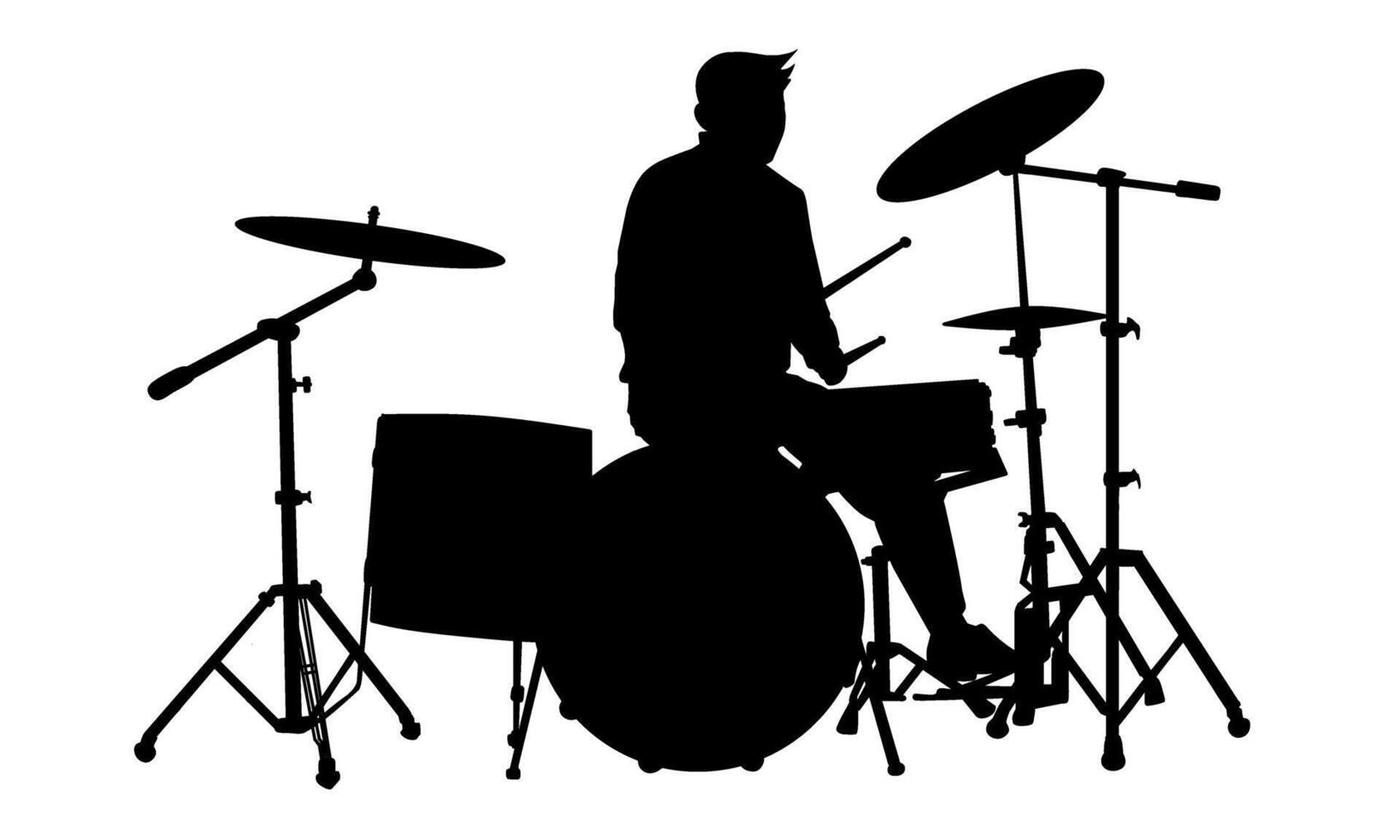 Drummer silhouette. perfect for stickers, tattoos, poster elements, banners, clothes, hats vector