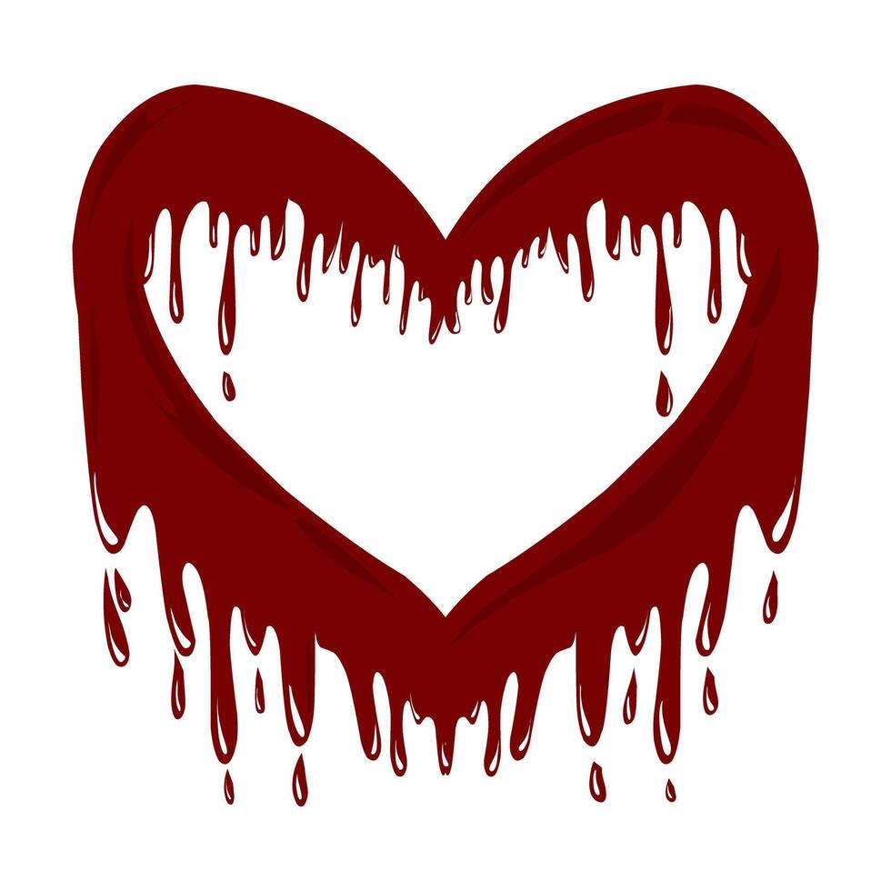 pintado rociar ilustración con rojo corazón amor forma cubierto en rojo sangre enamorado tema, esta diseño es adecuado para sesión fotográfica, social medios de comunicación, fondos de pantalla, tarjetas, pegatinas vector