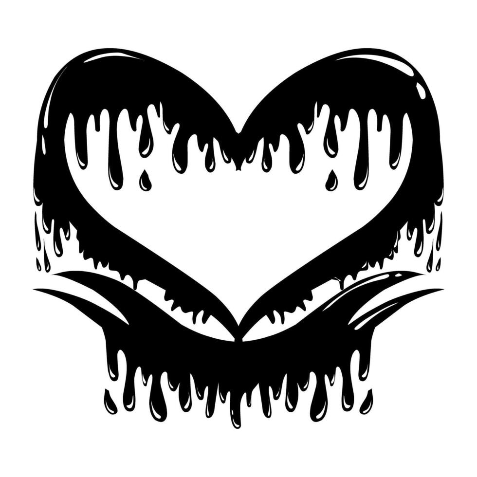 pintado rociar ilustración con negro corazón forma cubierto en negro tinta enamorado tema, esta diseño es adecuado para sesión fotográfica, social medios de comunicación, fondo de pantalla, tarjeta, pegatina. vector