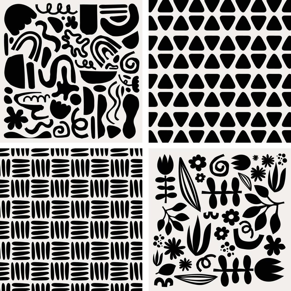 flat design vector black and white monochrome pattern geometrical flower elements pattern background wallpaper